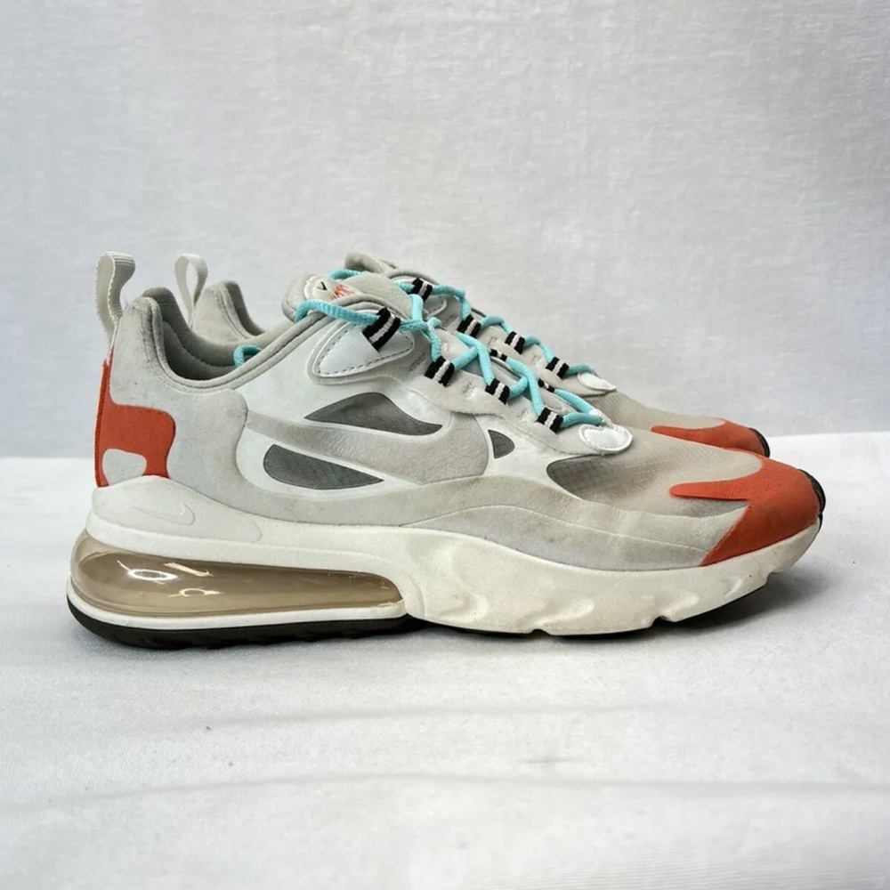 Nike Women's Air Max 270 React Mid Century Beige White Orange AT6174 200 Size 9